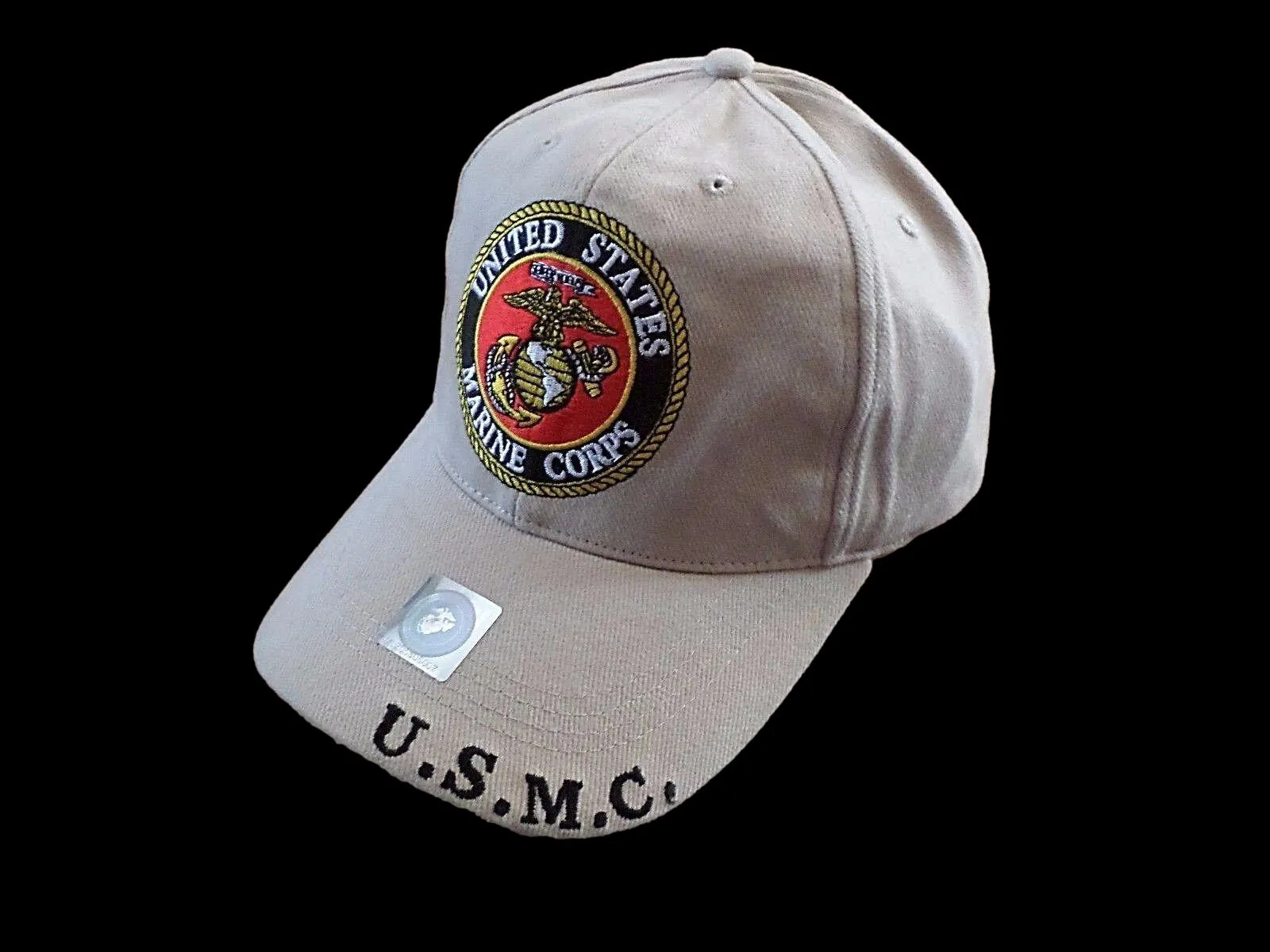 NEW U.S MILITARY MARINE CORPS EMBROIDERED KHAKI HAT CAP OFFICIAL LICENSED HATS