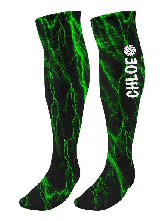 Personalized Lightning Volleyball Knee High Socks with Name