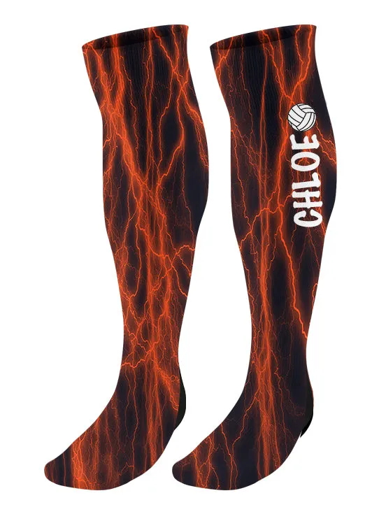 Personalized Lightning Volleyball Knee High Socks with Name