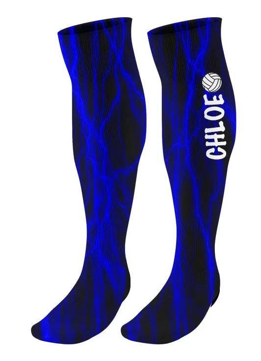 Personalized Lightning Volleyball Knee High Socks with Name