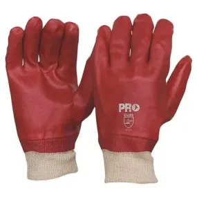Pro Choice Red Pvc Single Dip With Knitted Wrist Gloves Length 27cm X12 - PVC27KW