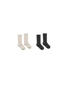 Ribbed Socks||Stone,Black