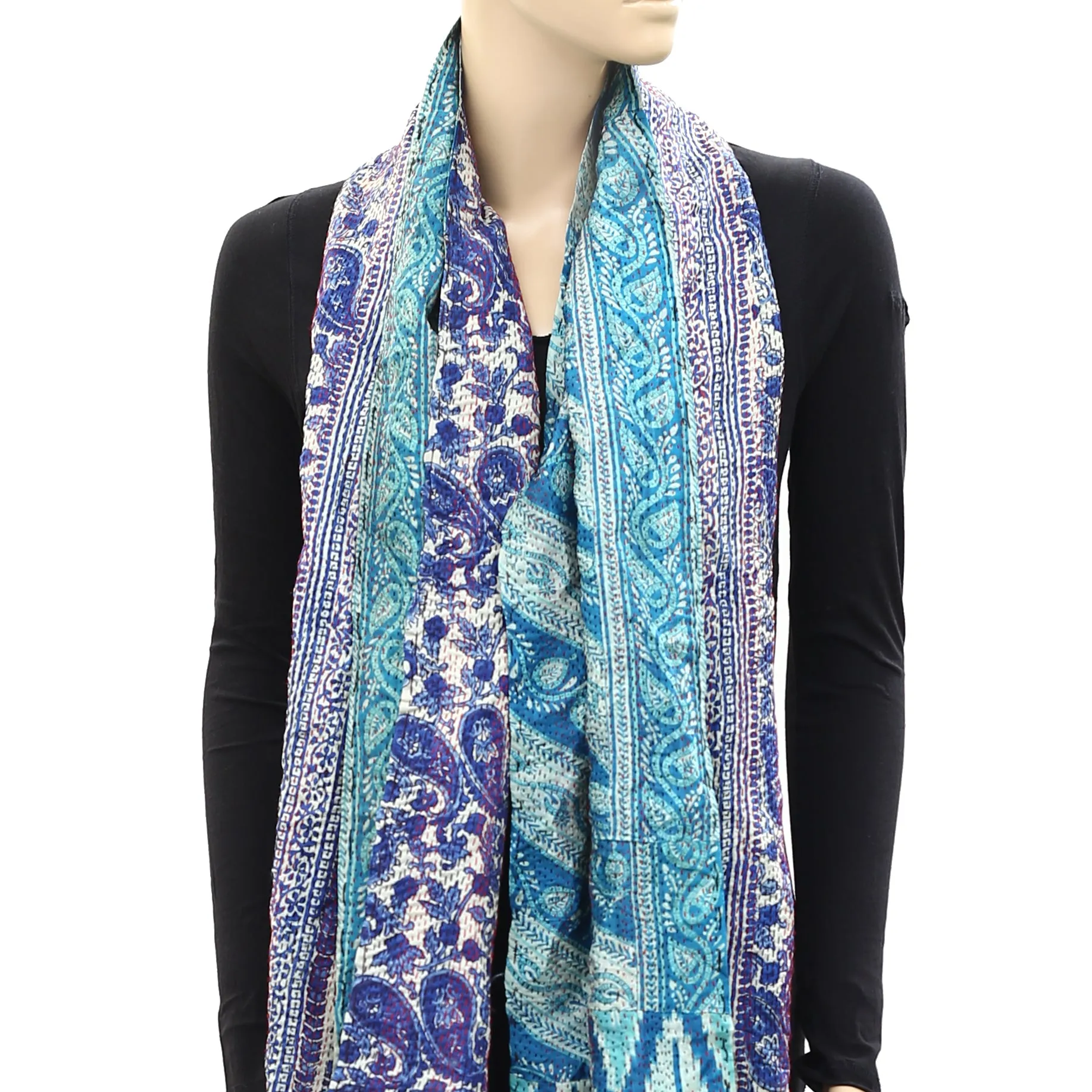 White Chocolate Thread Embroidered Longer Scarf
