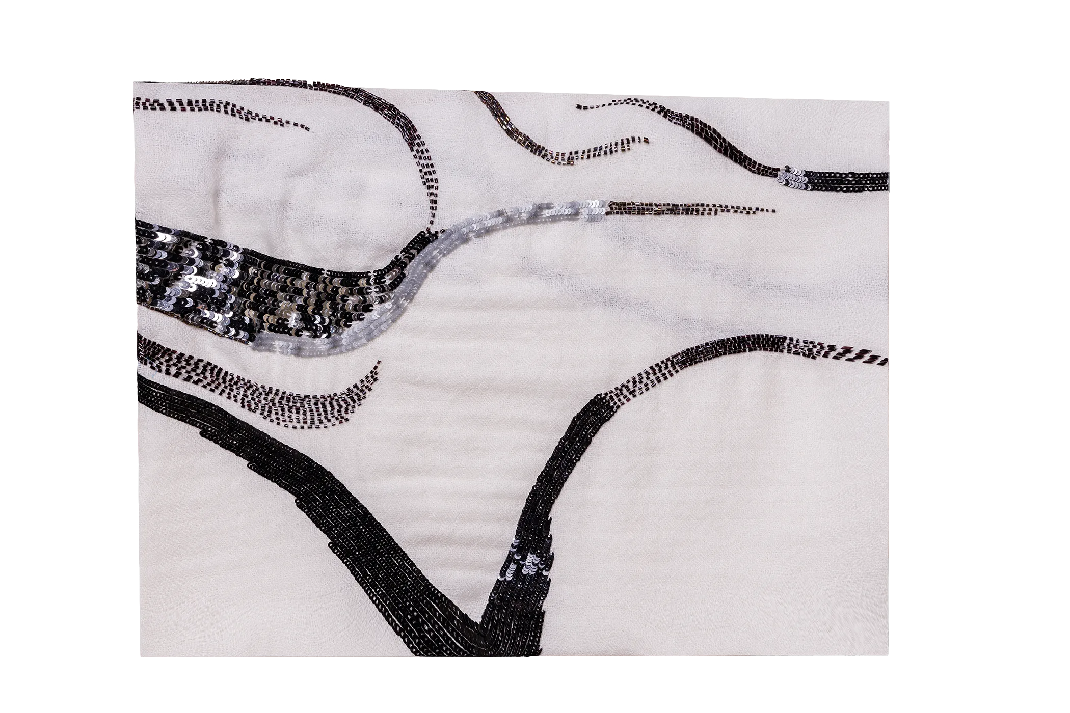 White Embroidered Cashmere Scarf