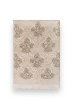 White Superfine Embroidered Cashmere Scarf